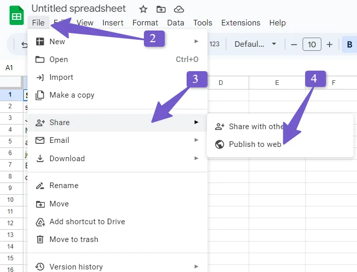 copy public url of google sheet