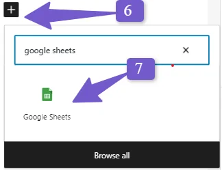 insert google sheet block