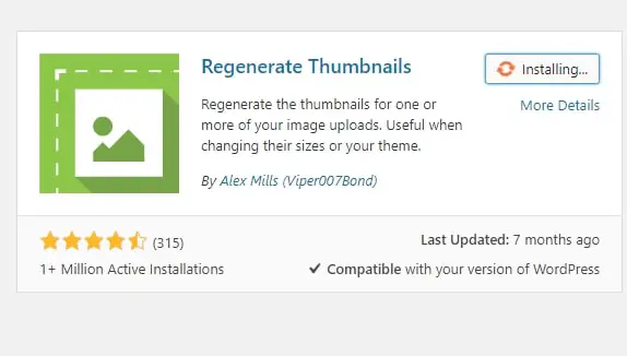 Regenerate Thumbnail Plugin for wordpress
