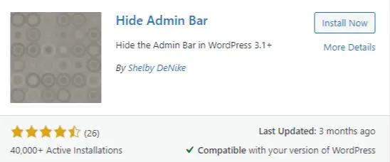 hide admin toolbar wordpress plugin