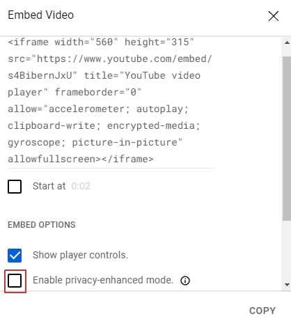 Embed iframe code for youtube video