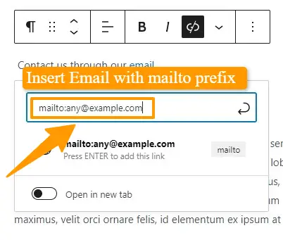 Insert email address with mailto prefix