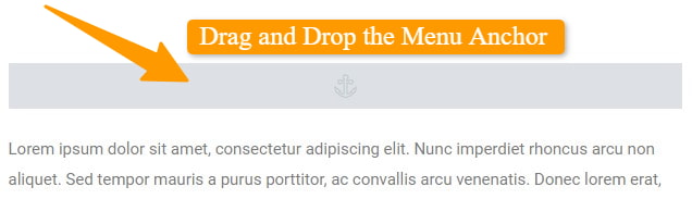 Drag and drop the Menu anchor on the page