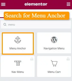 Search for Menu Anchor