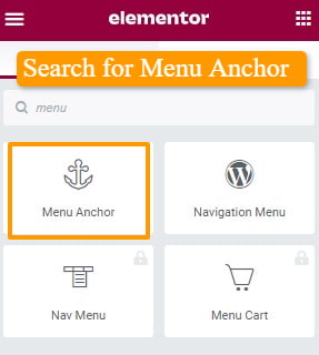 Search for Menu Anchor