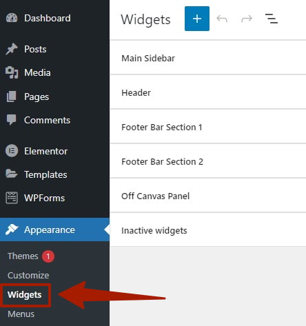 WordPress Widgets area