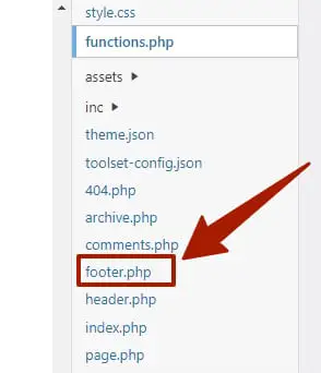 footer.php in theme files