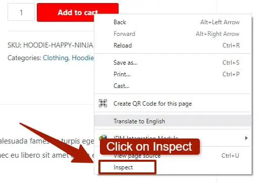 selecting inspect element