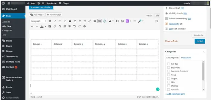 copy google docs table in wordpress