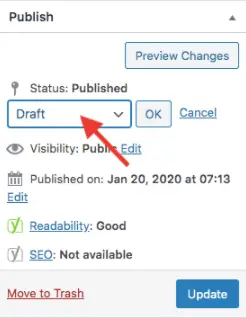 draft publish post or page
