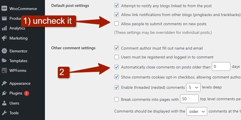 Disable Comments on Entire Website