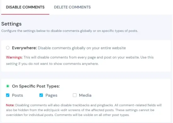 Disable WordPress Comments Using Plugin