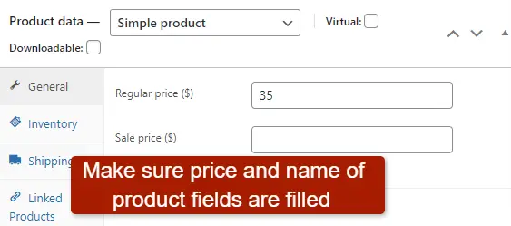 checking for incomplete details of price and name