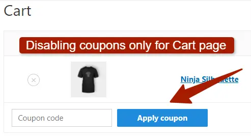 disabling coupons on cart page