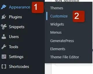 wordpress appearance and customize