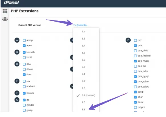 update php version cpanel