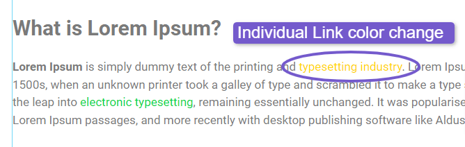 Elementor Change Individual Link Color