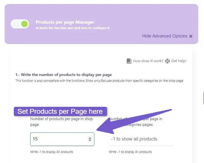Setting products per page in plugin