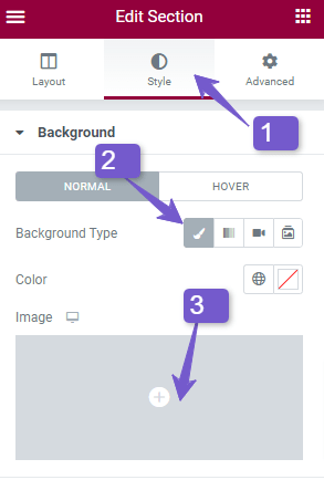 add background image in elementor