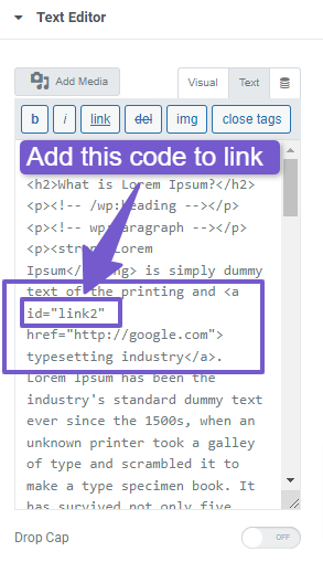 add id to html link