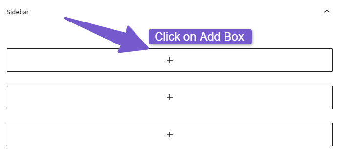 clicking on add box in widgets area