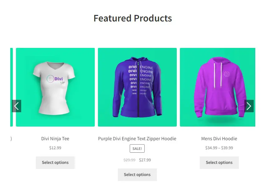 featured products carousel