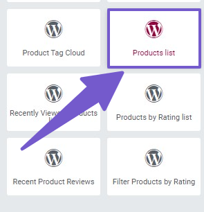 look for product list widget