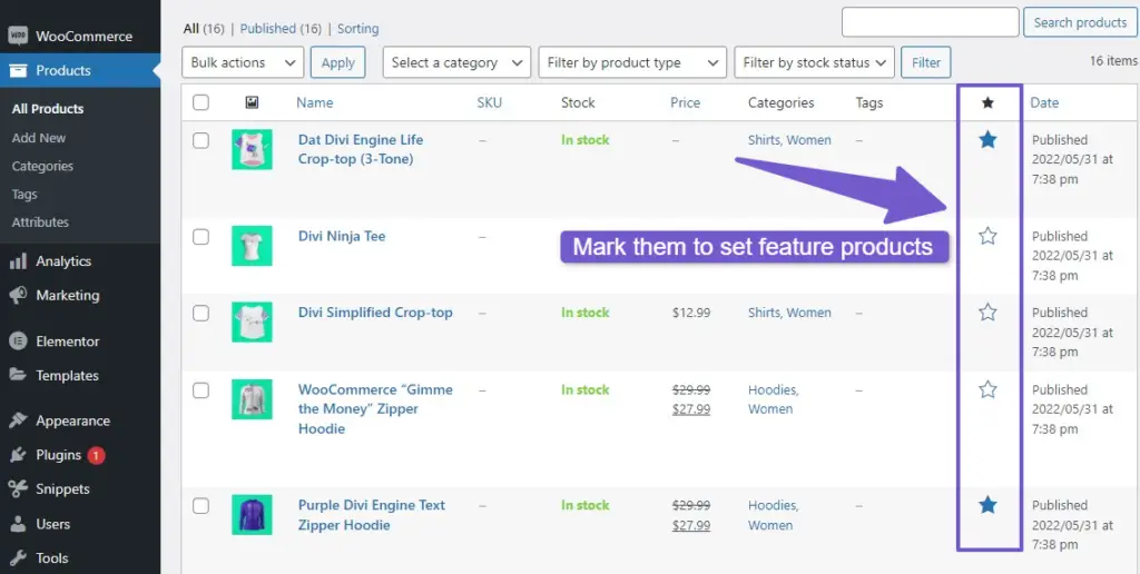 How to set Featured Products in WooCommerce