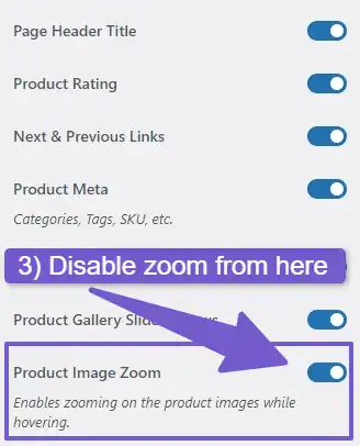 Toggle to disable product image zoom