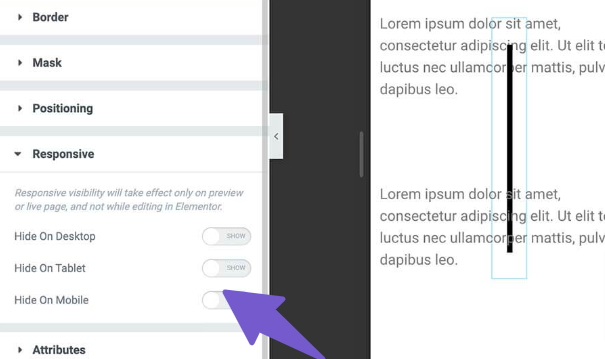Vertical divider mobile responsive