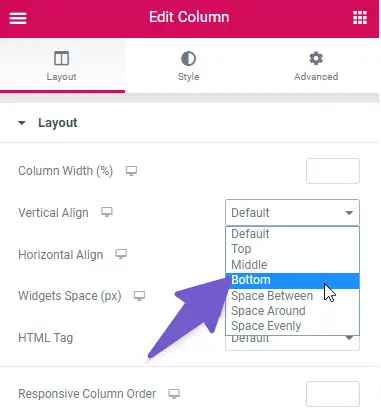 change column alignment setting