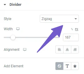 divider styles of elementor