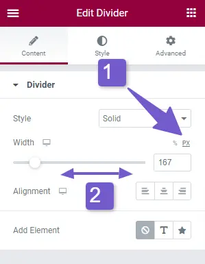 increase decrease height of the divider