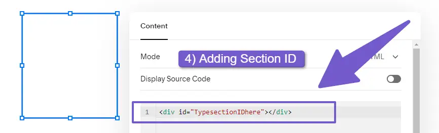 Adding HTML code to the code block 