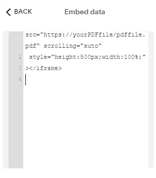 Adding embedded code to the embed editor