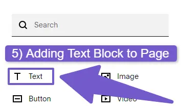 Adding text block to page