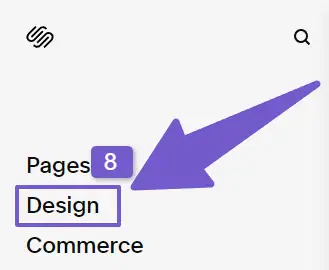 Design section in Squarespace