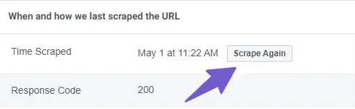 Facebook Debugger Tool scrape again