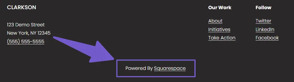 Powered by Squarespace link in the footer