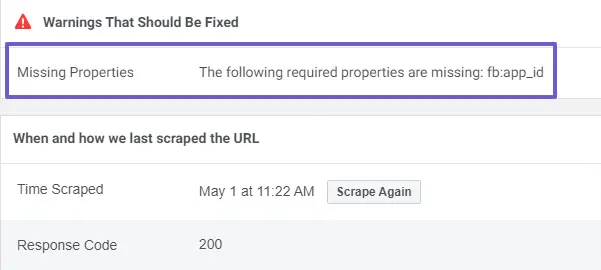 The Following Required Properties Are Missing: fb:app_id