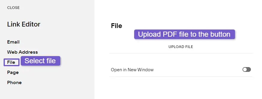 Uploading PDF file as a link to the button