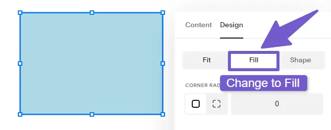 Change fit from fill in design tab
