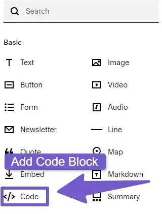 code block squarespcae