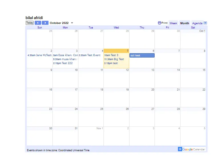 google calendar embed in sqaurespace result