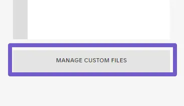 manage custom files button in Squarespace