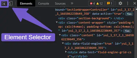 mouse selector in inspect element