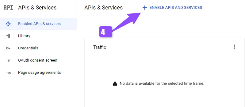 Enable APIs and Services button