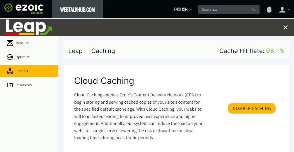 Ezoic caching your website