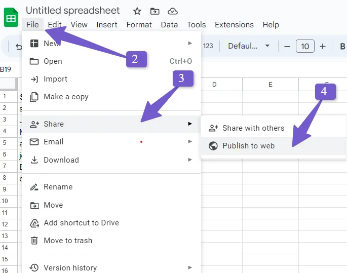 Public URL setting of google spreadsheet