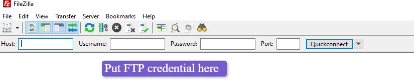 add your FTP host  username and password in filezilla